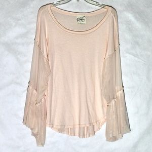 Free People Light Pink Boho Top (Size: M)